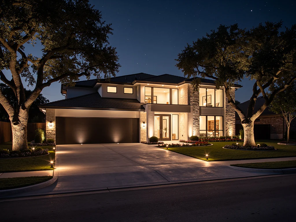 Bridgeland Texas community with outdoor lighting