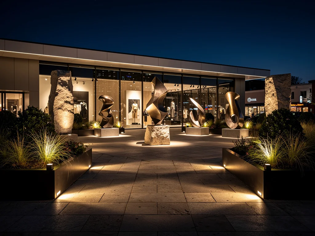 Retail outdoor display area with accent lighting