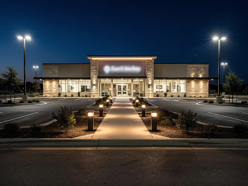 Professional commercial outdoor lighting installation