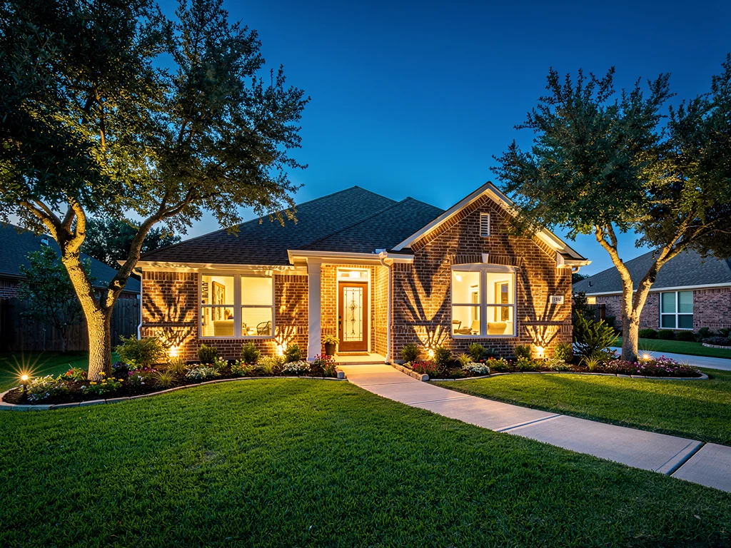Hempstead Texas rural property with outdoor lighting