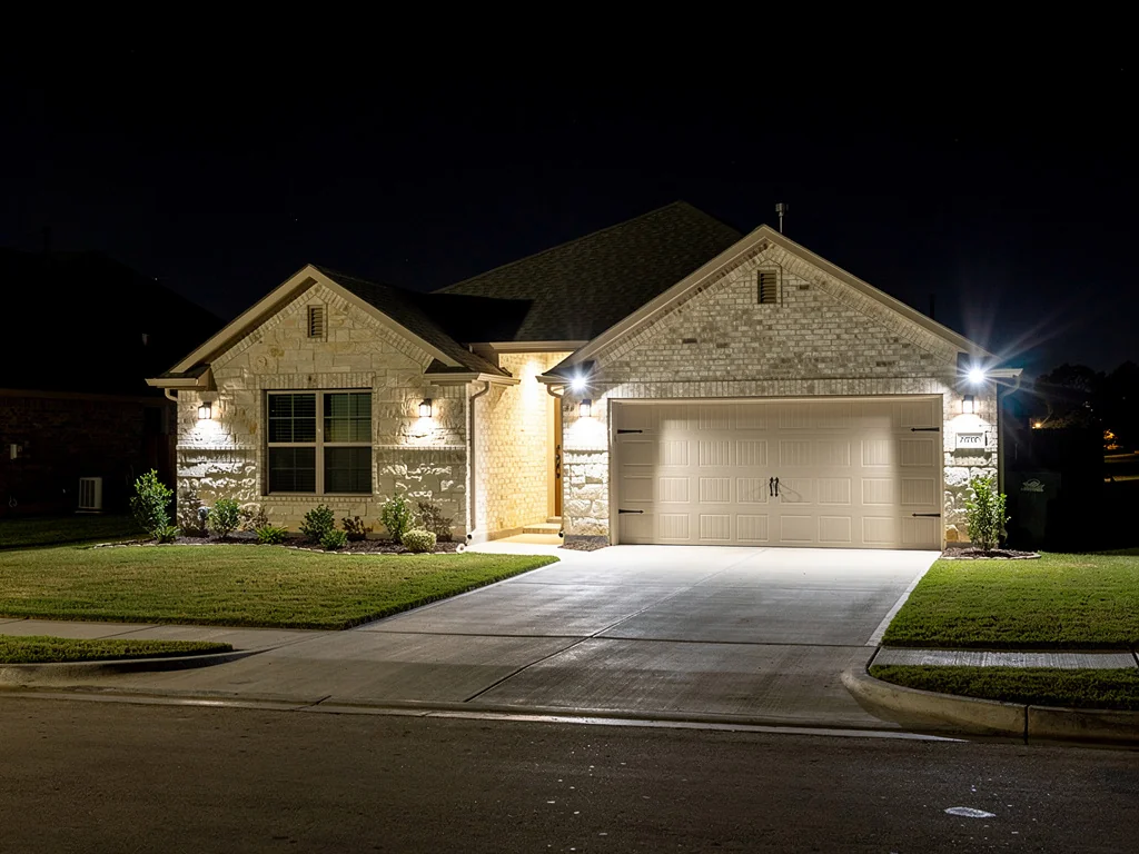 Hockley Texas property with outdoor lighting