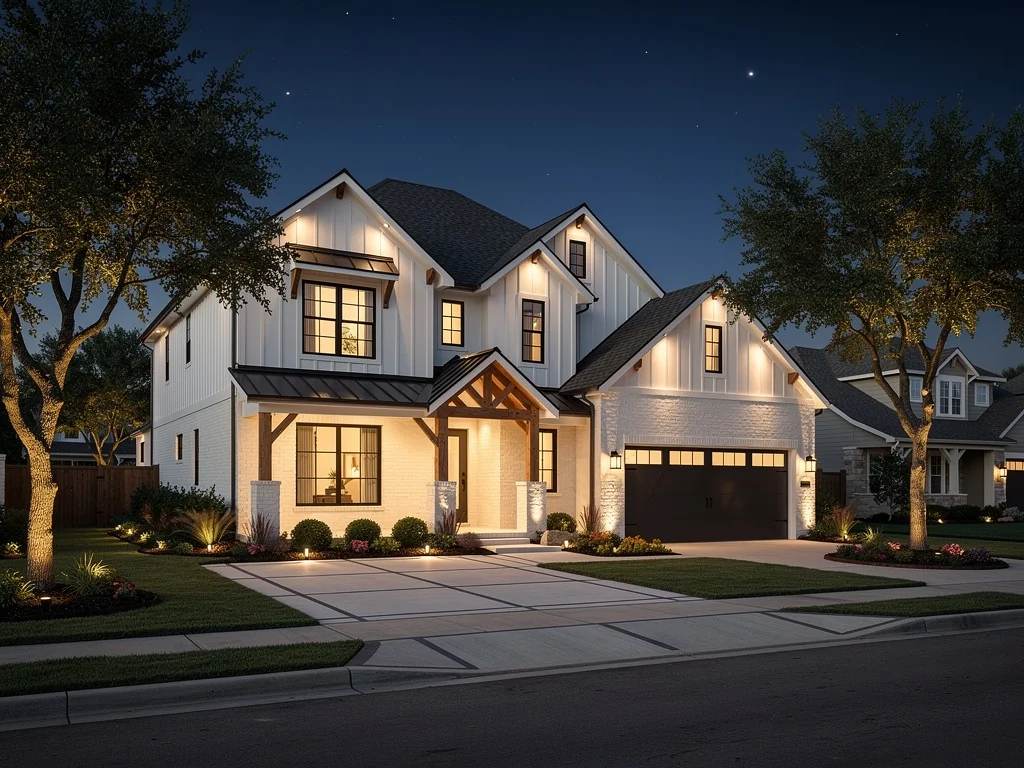 Katy Texas home with outdoor lighting