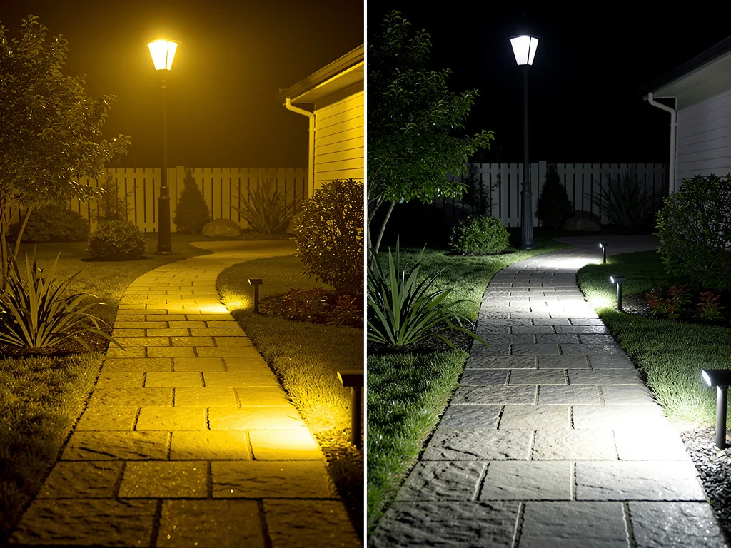 LED retrofit before and after comparison